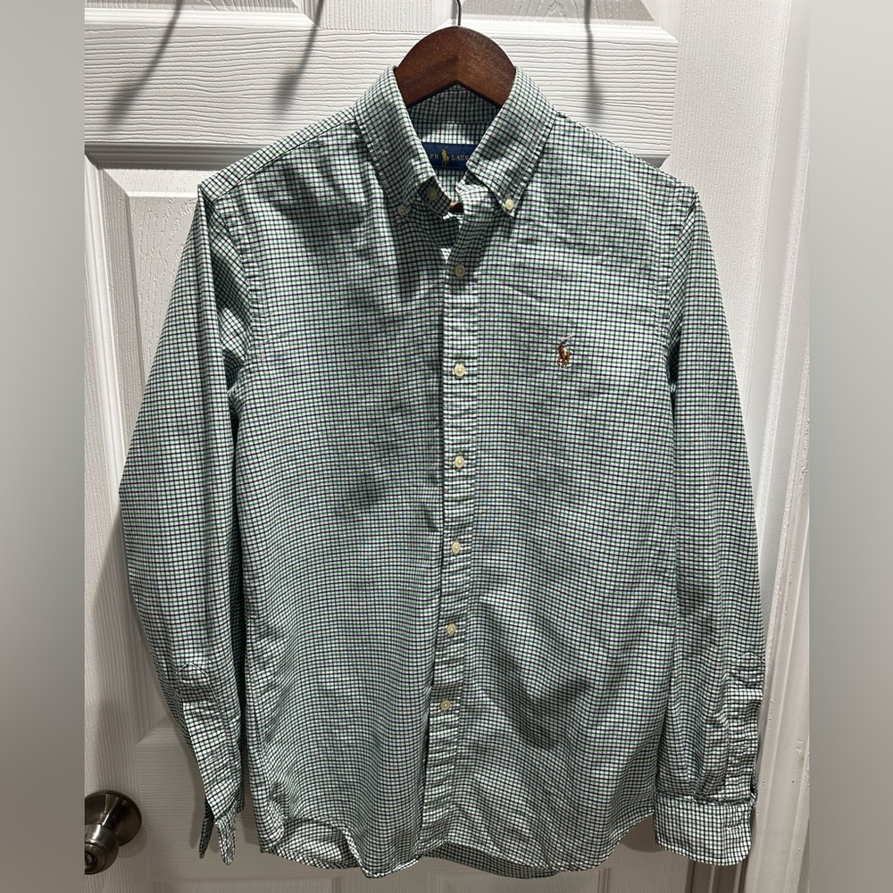 Ralph Lauren Check Button-Up (Green/Navy)